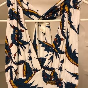 H&M plunging neckline multi-colored maxi dress